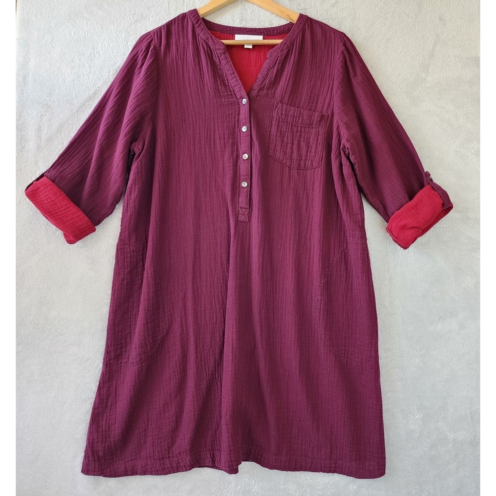 J. Jill Dress Womens Size Large Petite Pure Organic Cotton Gauze Pockets PL